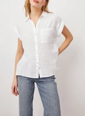 RAILS WHITNEY - Camisa recta de algodón orgánico en blanco